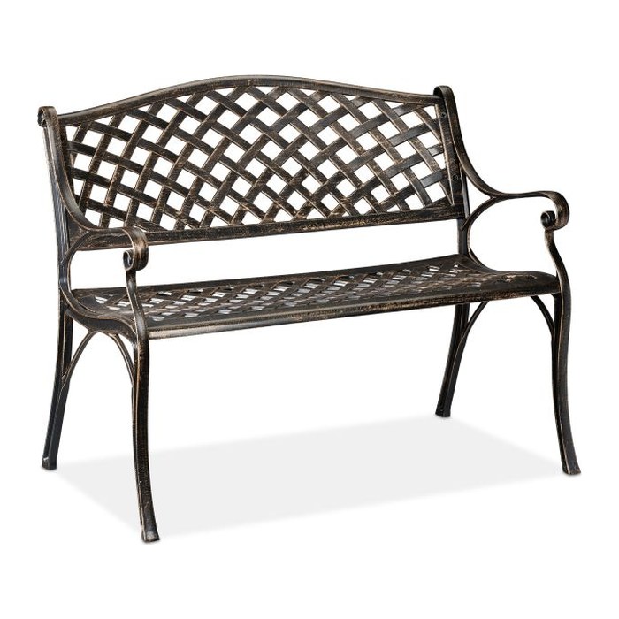 relaxdays Gartenbank 10030987_0 schwarz/bronze Metall 102,0 cm