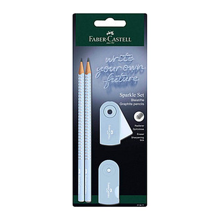 FABER-CASTELL Grip Sparkle Bleistift-Set B sky blue, 1 Set