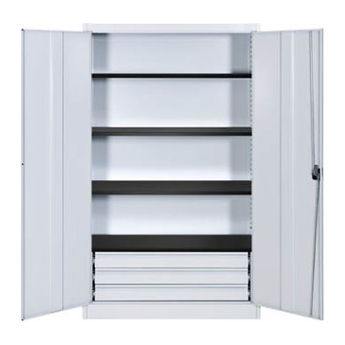mauser Stahlschrank entero BFZ5 - 12 7035/7035 lichtgrau 4 Fachböden 120,0 x 50,0 x 195,0 cm, aufgebaut, 1 St.