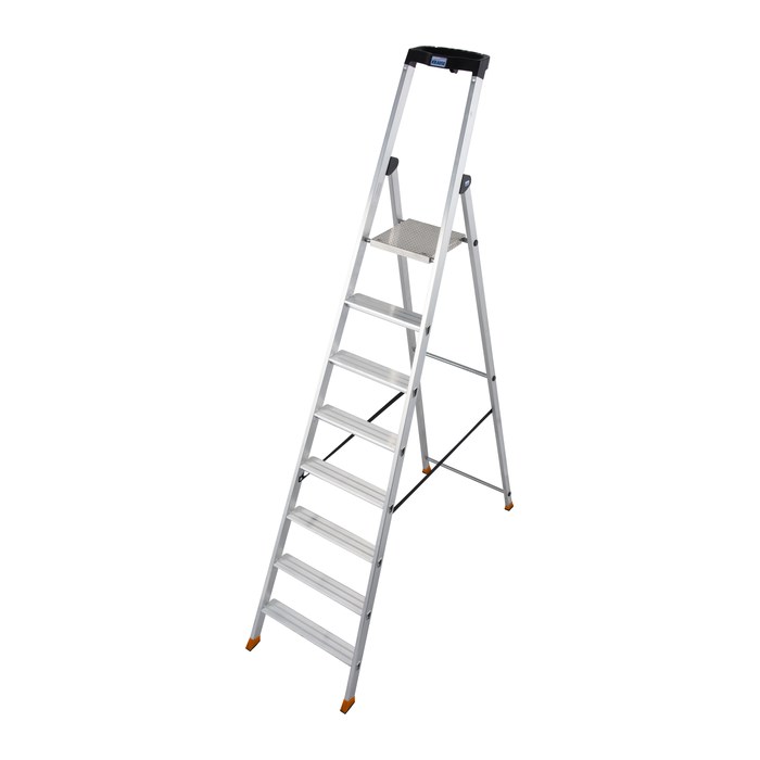 KRAUSE Stehleiter einseitig MONTO Solido silber 8 Stufen, H: 255,0 cm