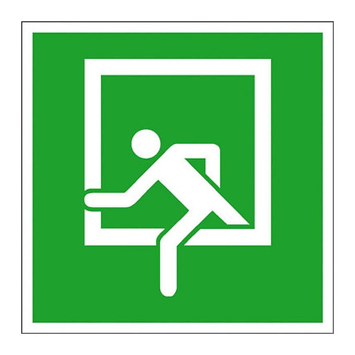 SafetyMarking® Rettungszeichen-Aufkleber "Notausstieg" quadratisch 15,0 x 15,0 cm, 1 St.