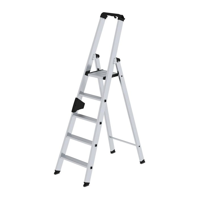 MUNK Stehleiter einseitig 40105 silber 5 Stufen, H: 158,0 cm
