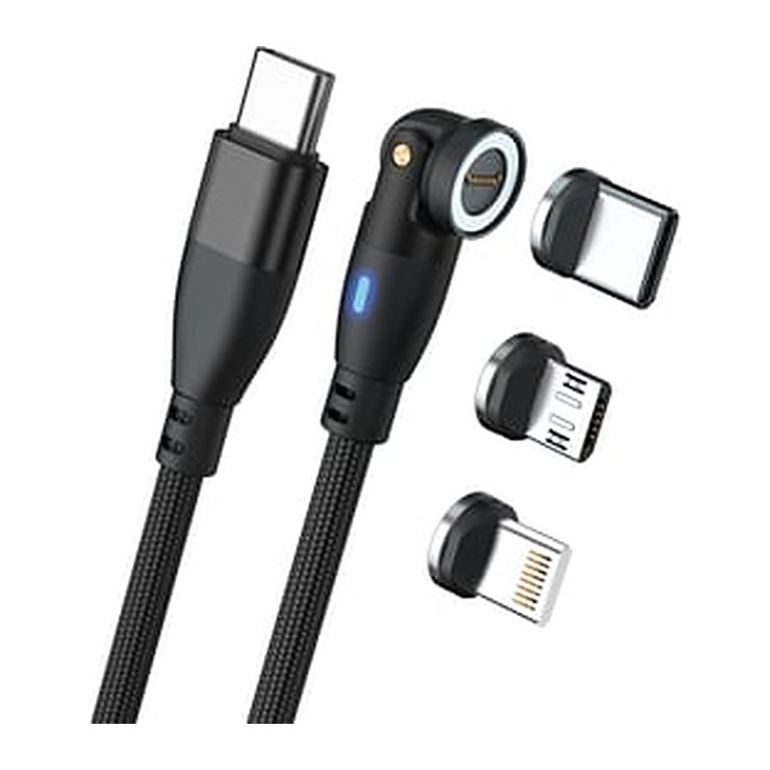 RealPower Magnetic cable 100 Watt,1m,black mit Adaptern