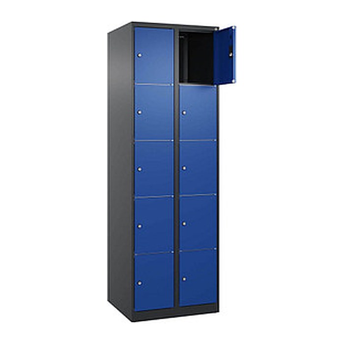 CP Schließfachschrank Classic Plus enzianblau, schwarzgrau 080000-205 S10031, 10 Schließfächer 60,0 x 50,0 x 185,0 cm