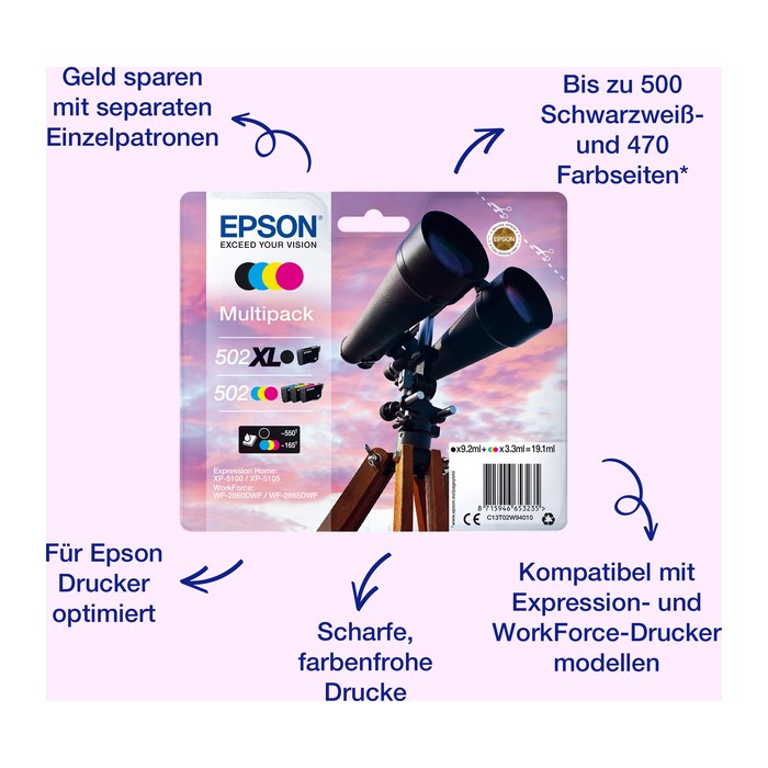 EPSON 502/T02V14 (Fernglas) schwarz Druckerpatrone