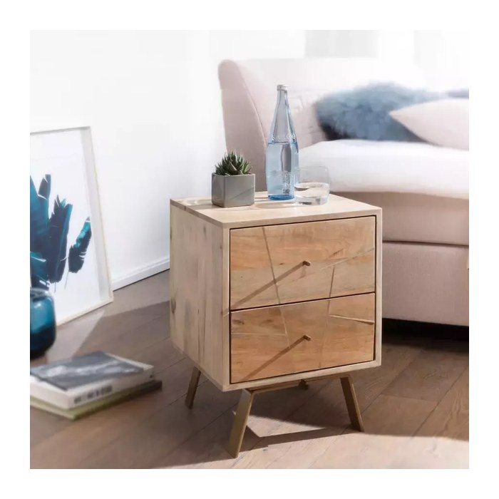 WOHNLING Nachttisch rechteckig Massivholz mango 40,0 x 40,0 x 56,0 cm, 1 St.
