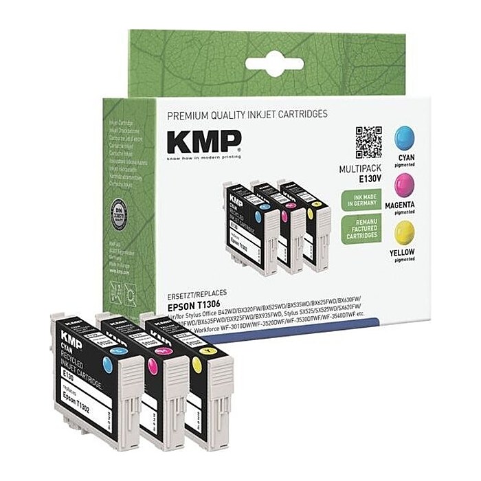 KMP E130V cyan, magenta, gelb Druckerpatronen kompatibel zu EPSON T1306XL, 3er-Set