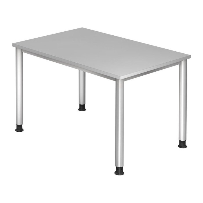 HAMMERBACHER HS12 höhenverstellbarer Schreibtisch lichtgrau rechteckig, 4-Fuß-Gestell silber 120,0 x 80,0 cm