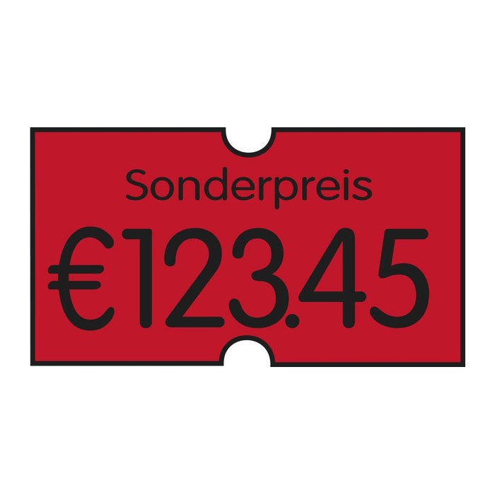 PrinterLabels AS Preisetiketten leuchtrot permanent 21,6 x 12,0 mm, 14 Rollen