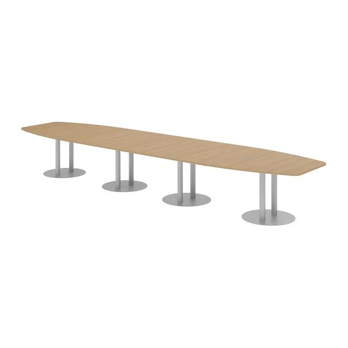 HAMMERBACHER Konferenztisch KT52S eiche Tonnenform, Rundrohr silber, 520,0 x 85,0 - 130,0 x 74,0 cm
