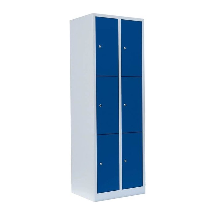 LÜLLMANN Schließfachschrank enzianblau, lichtgrau 520321, 6 Schließfächer 60,0 x 50,0 x 180,0 cm
