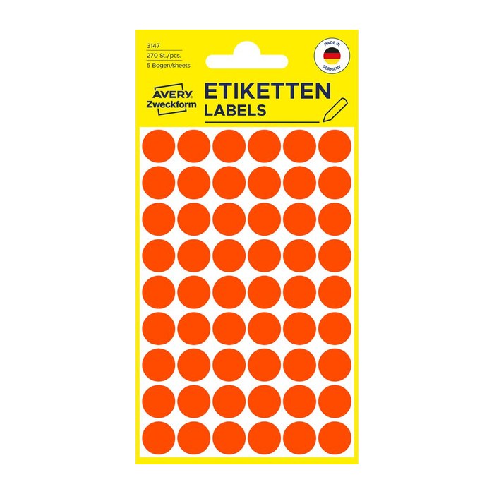 AVERY Zweckform Klebepunkte 3147 leuchtrot Ø 12,0 mm, 270 St.
