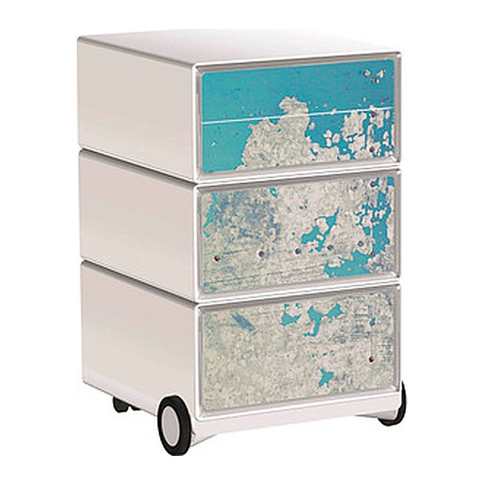 PAPERFLOW easyBox Industrial Rollcontainer weiß, bunt 61843 4 Auszüge 39,0 x 43,6 x 64,2 cm