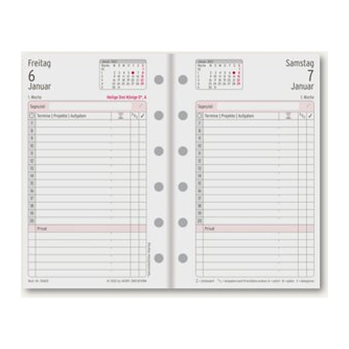 CHRONOPLAN Kalendereinlage 2026 Tagesplan Mini (7,9 x 12,5 cm)
