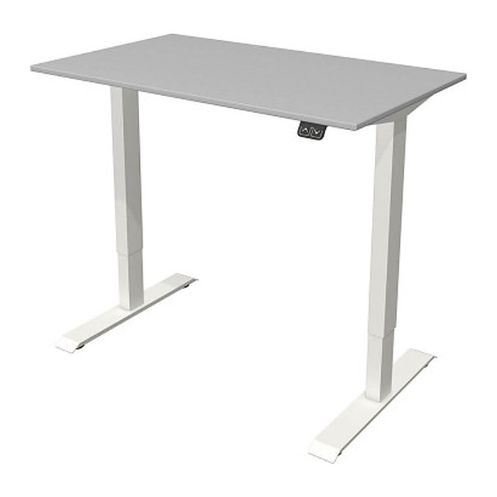 Kerkmann Move 1 elektrisch höhenverstellbarer Schreibtisch lichtgrau rechteckig, T-Fuß-Gestell weiß 100,0 x 60,0 cm