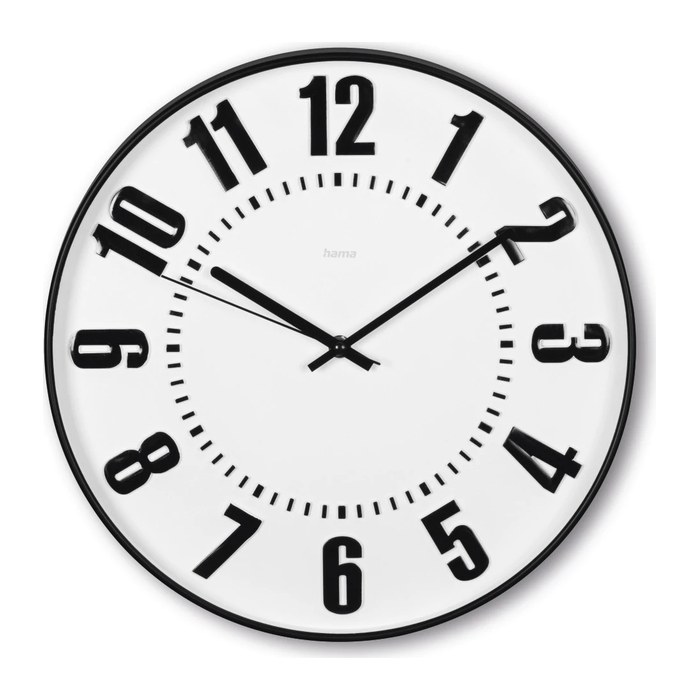 hama Wanduhr Formentera weiß schwarz Kunststoff, Ø 35,0 cm