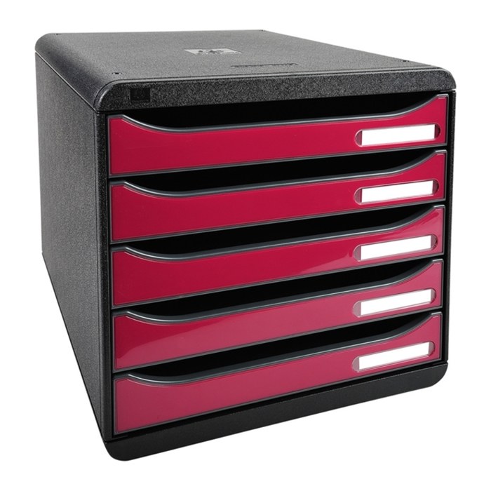 Exacompta Schubladenbox Big-Box Plus himbeer 3097284D, DIN A4 mit 5 Schubladen, 1 St.