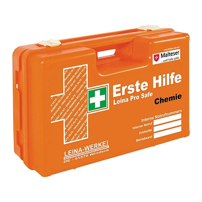 LEINA-WERKE Erste-Hilfe-Koffer Pro Safe Chemie DIN 13157 + Erweiterung orange