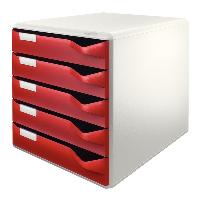 LEITZ Schubladenbox Post Set  bordeaux 52800028, DIN A4 mit 5 Schubladen, 1 St.
