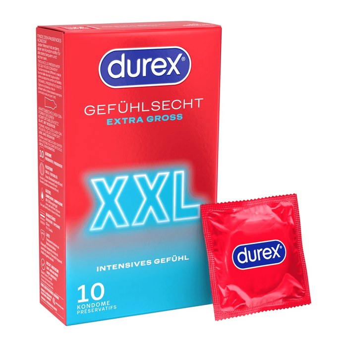 durex Kondome Gefühlsecht Extra Groß XXL, 10 St.