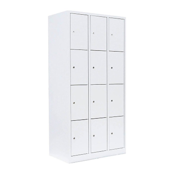 LÜLLMANN Schließfachschrank signalweiß 520437, 12 Schließfächer 88,5 x 50,0 x 180,0 cm