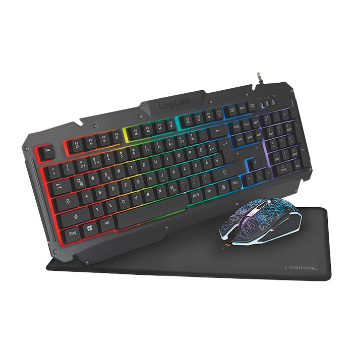 Logilink Gaming-Set aus Tastatur, Maus und Mauspad