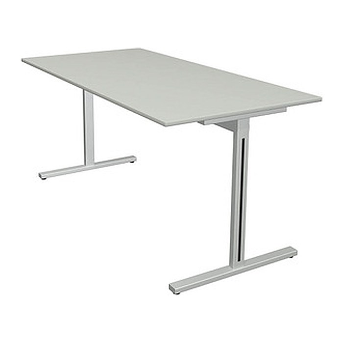 Kerkmann Form 1 Schreibtisch lichtgrau rechteckig, T-Fuß-Gestell silber 160,0 x 80,0 cm
