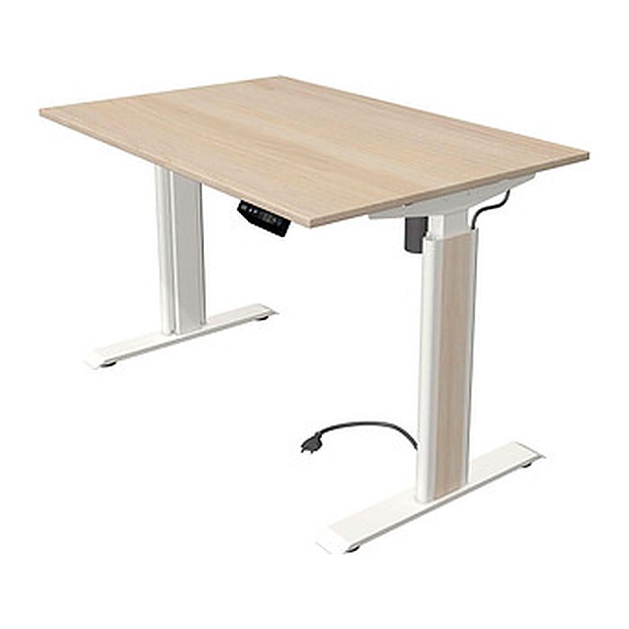 Kerkmann Move 1 advance elektrisch höhenverstellbarer Schreibtisch ahorn rechteckig, T-Fuß-Gestell weiß 120,0 x 80,0 cm
