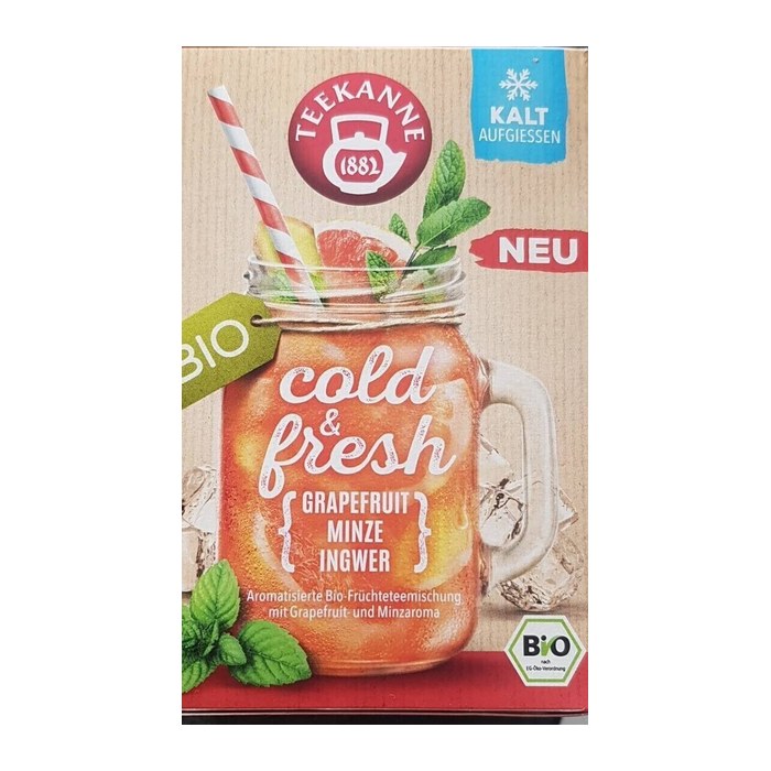 TEEKANNE cold & fresh Grapefruit-Minze-Ingwer Bio-Tee kalt 15 Portionen