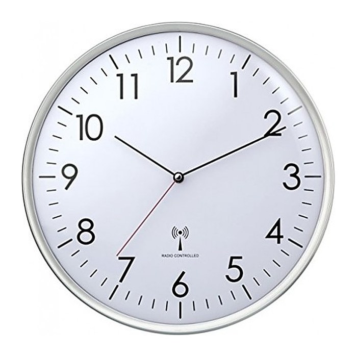 TFA® Funkwanduhr weiß silber Kunststoff, Ø 33,0 cm