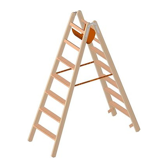 Layher Stehleiter beidseitig 1020 braun 2x 7 Stufen, H: 190,0 cm