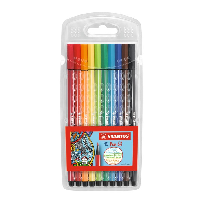STABILO pen 68 Filzstifte farbsortiert, 10 St.