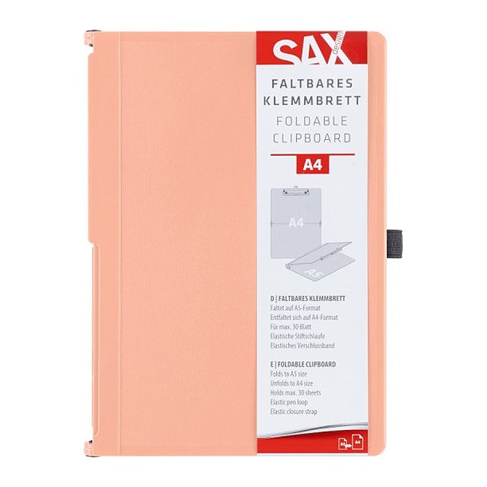 sax design Klemmbrett 2-750-21 DIN A5 auf DIN A4 grapefruit Kunststoff, 1 St.