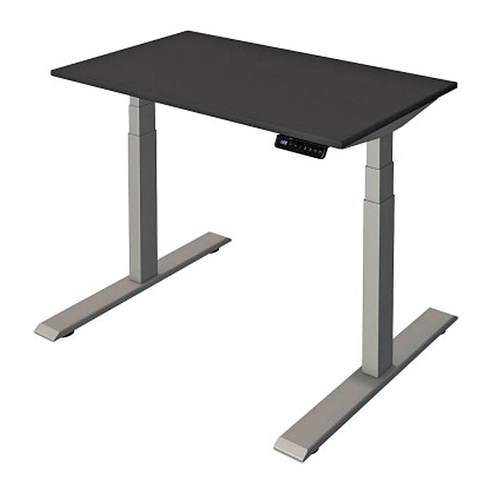 Kerkmann Smart office elektrisch höhenverstellbarer Schreibtisch anthrazit rechteckig, T-Fuß-Gestell silber 100,0 x 60,0 cm