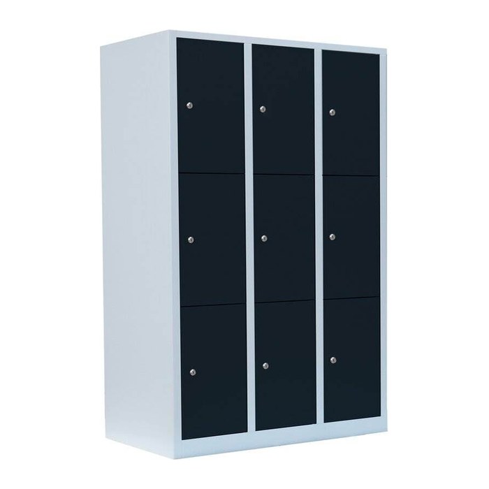 LÜLLMANN Schließfachschrank anthrazit, lichtgrau 523338, 9 Schließfächer 118,5 x 50,0 x 180,0 cm