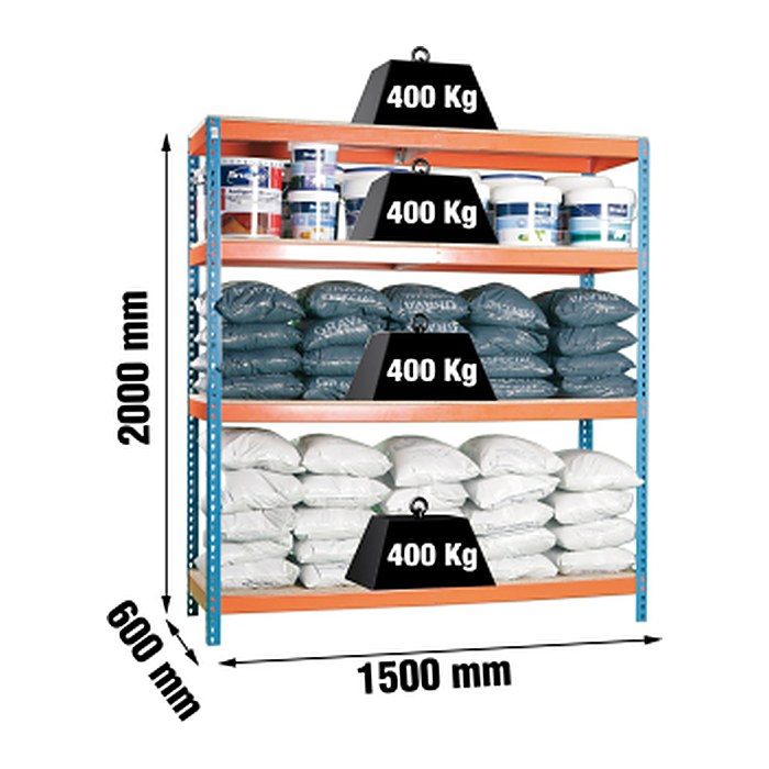 Simonrack Schwerlast-Weitspannregal ECOFORTE 1506-4 458100047201568 orange, blau 150,0 x 60,0 x 200,0 cm