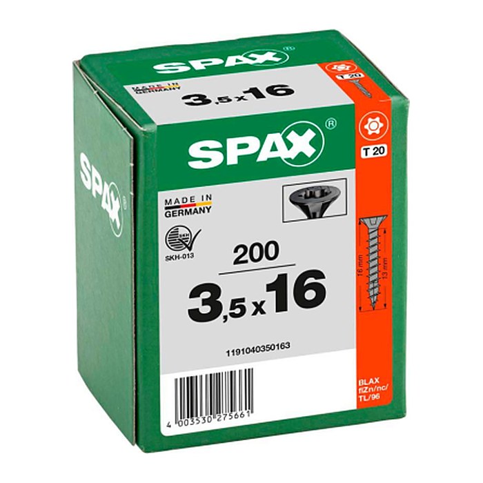 SPAX® Universalschrauben T20 Senkkopf BLAX 1191040350163 3,5 mm x 16 mm, 200 St.