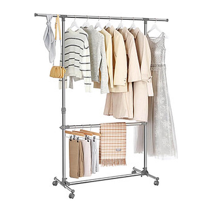 SONGMICS Rollgarderobe LLR401 grau Metall 101,0 - 166,0 x 113,0 - 180,0 cm, 1 St.
