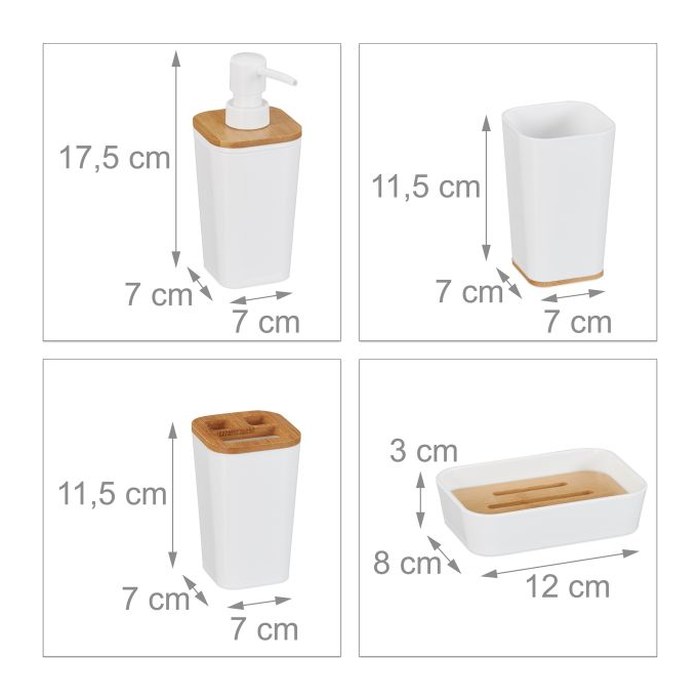 relaxdays Badaccessoires-Set weiß/braun, 1 Set