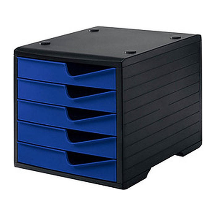 styro Schubladenbox styroswingbox  blau 275-8430.3591, DIN A4 mit 5 Schubladen, 1 St.