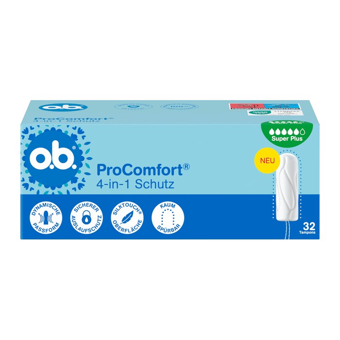o.b. Tampons ProComfort Super Plus 4-in-1 Schutz für sehr starke Periode, 32 St.