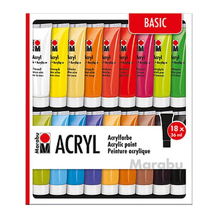 Marabu EFFECT Acrylfarben farbsortiert 18x 36,0 ml, 18 St.