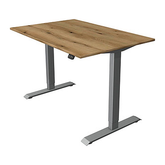 Kerkmann Move 1 elektrisch höhenverstellbarer Schreibtisch eiche rechteckig, T-Fuß-Gestell silber 120,0 x 80,0 cm
