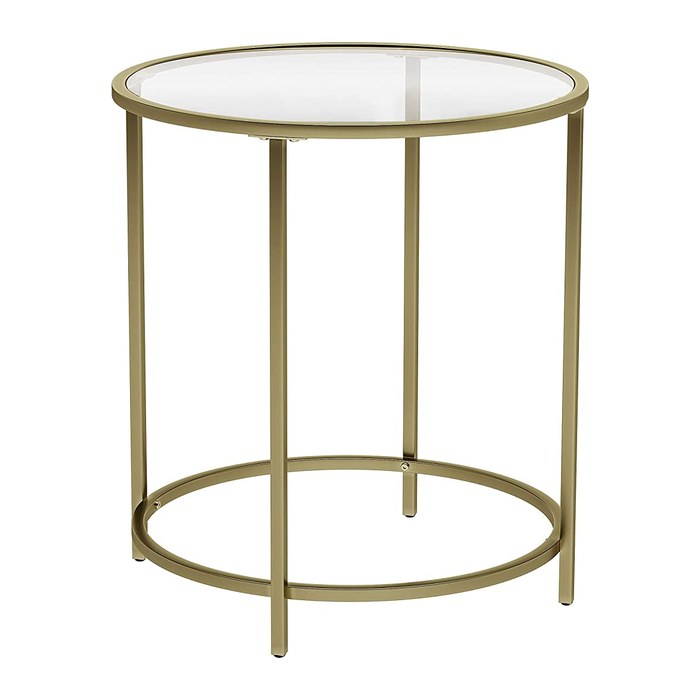 VASAGLE Beistelltisch rund Glas gold 50,0 x 50,0 x 55,0 cm, 1 St.