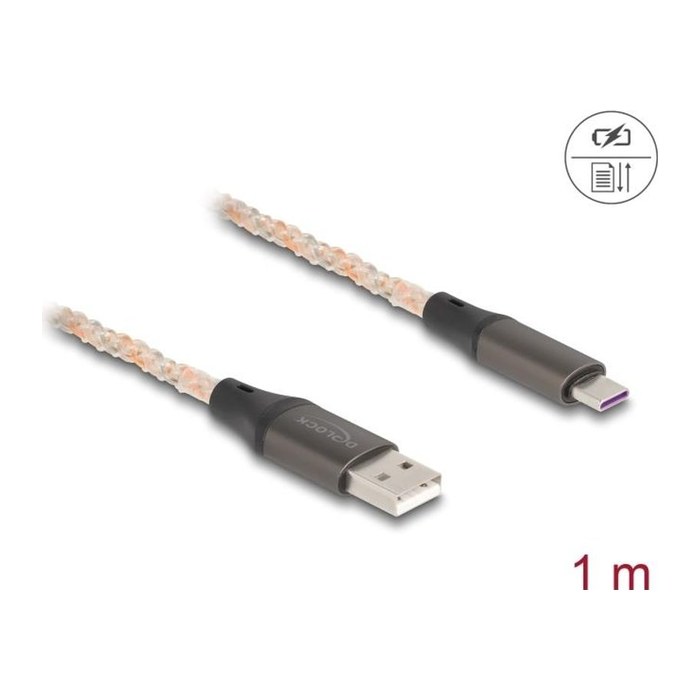 DELOCK USB 2.0 Kabel Typ-A zu USB Type-C mit RGB Beleuchtung