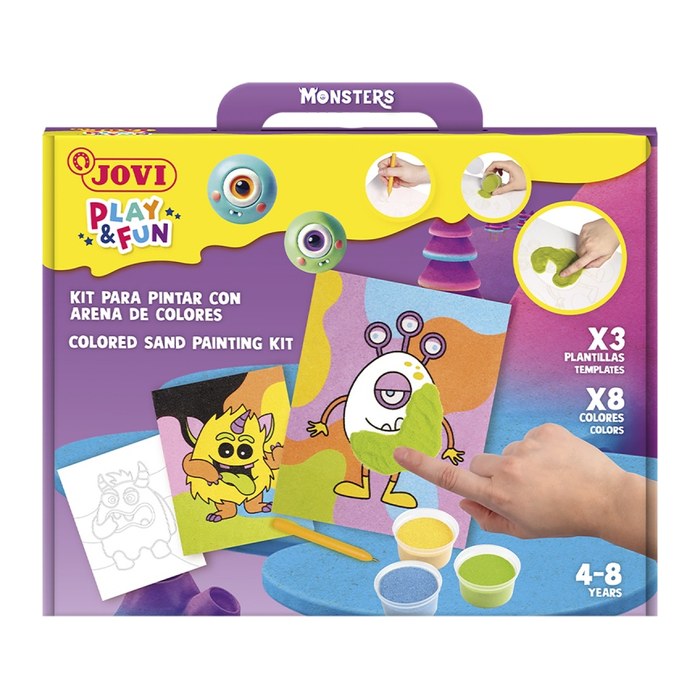 JOVI Bastelset Play & Fun Sand Painting Kit Monsters mehrfarbig