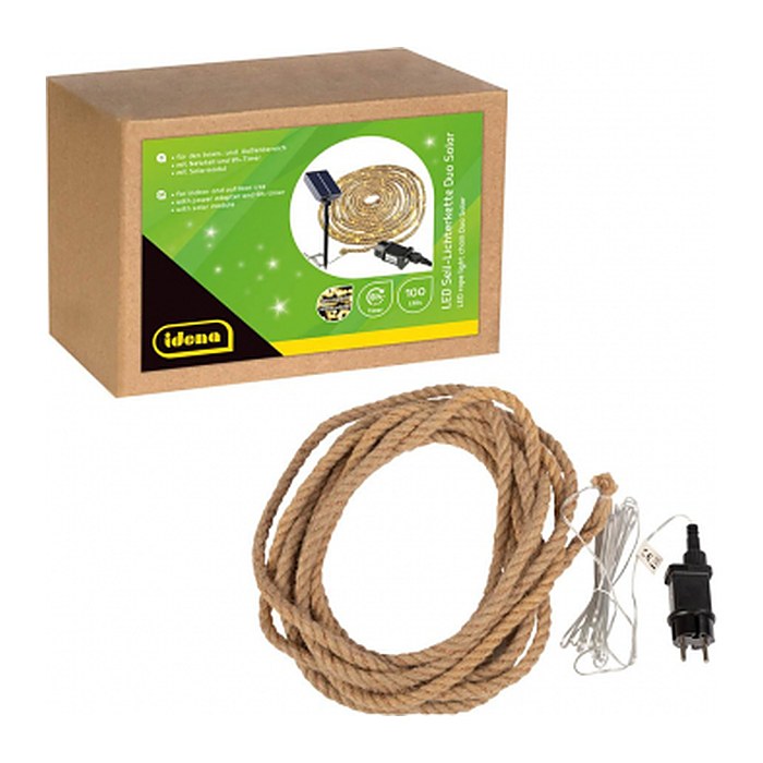 Idena 100er Seil Solar LED Lichterkette braun 14,0 m, 1 St.