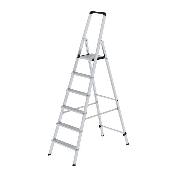 MUNK Stehleiter einseitig 11226 silber 6 Stufen, H: 201,0 cm