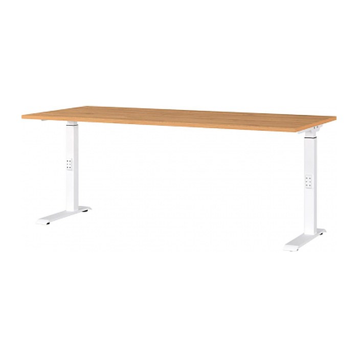 GERMANIA DOWNEY höhenverstellbarer Schreibtisch grandson-eiche rechteckig, C-Fuß-Gestell weiß 180,0 x 80,0 cm