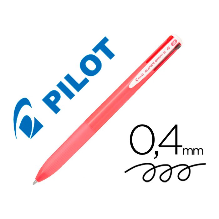 PILOT 4-Farben-Kugelschreiber Super Grip-G4 pink, Schreibfarbe: schwarz, blau, rot, grün, 1 St.